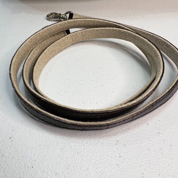 Pantera International Corp Bowling Tote Bag Shoulder Beige Canvas Brown Leather - Picture 3 of 14